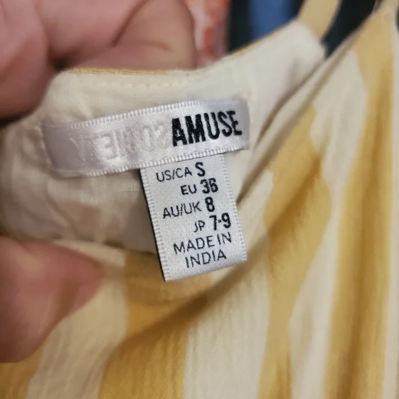 Amuse Society Mustard Striped Midi Dress - Picture 4 of 4